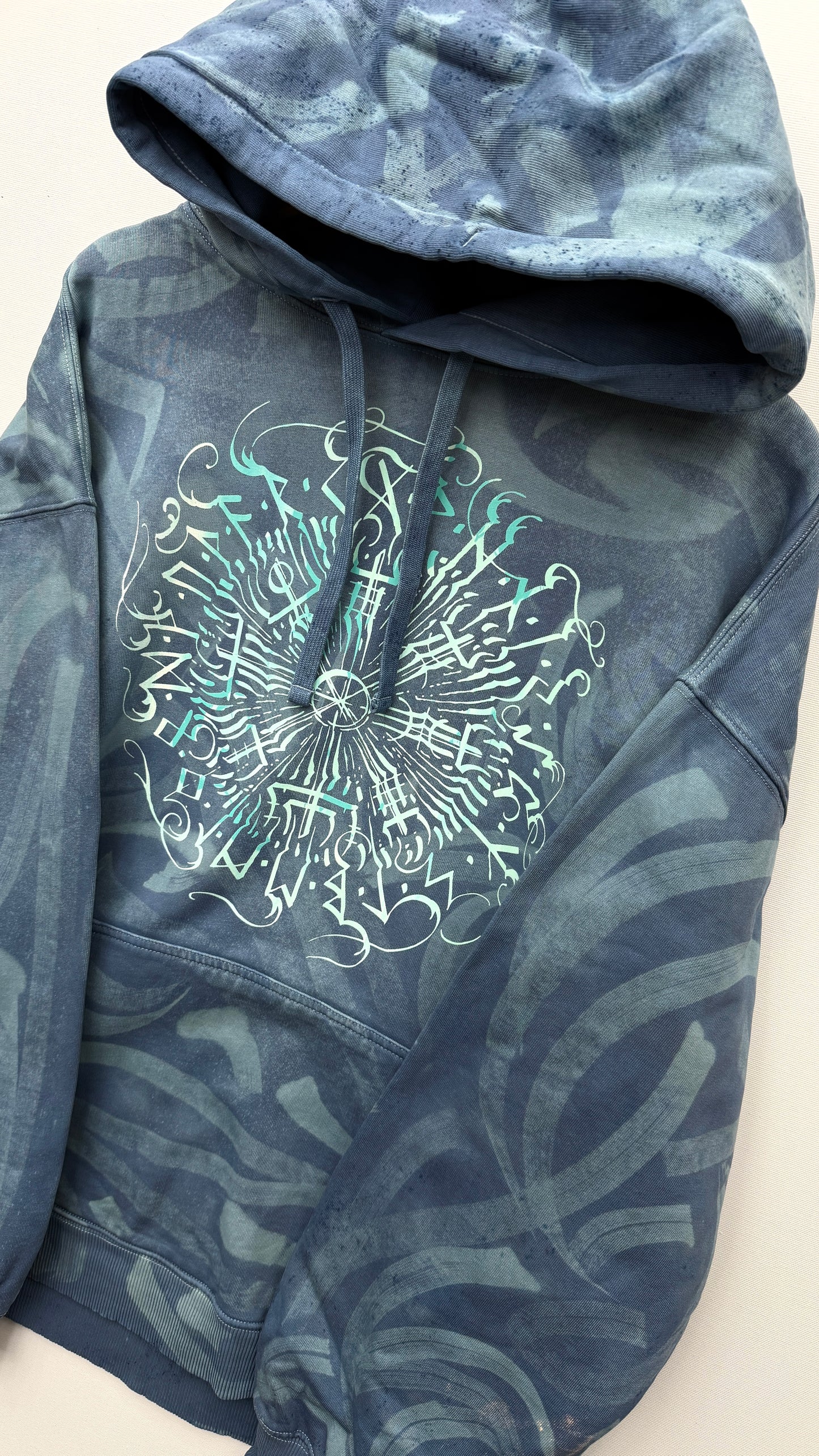 Hand-painted Viking Vegvisir hoodie, handmade streetwear from Finland | Helsinki
