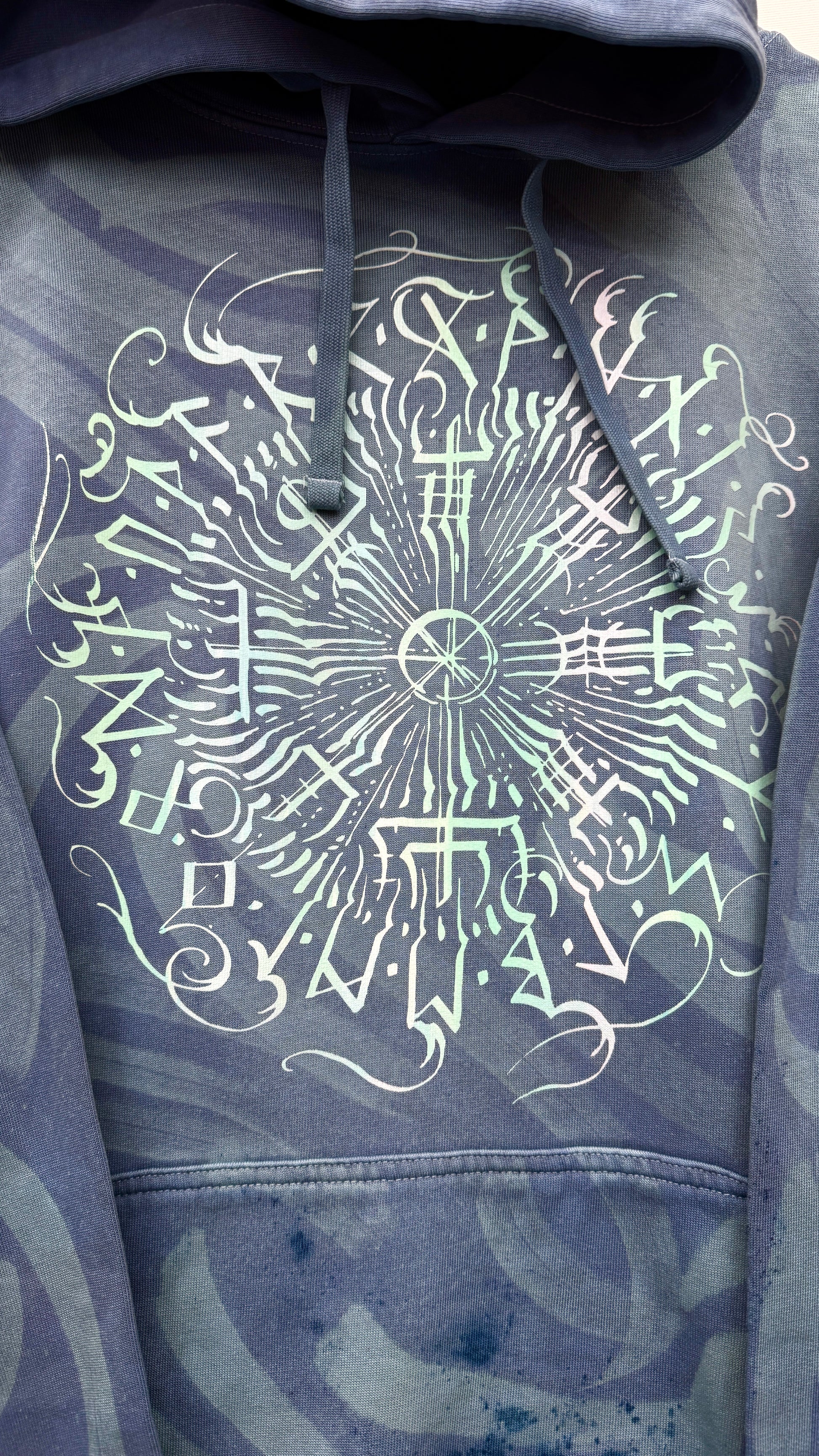 Hand-painted Viking Vegvisir hoodie, handmade streetwear from Finland | Helsinki