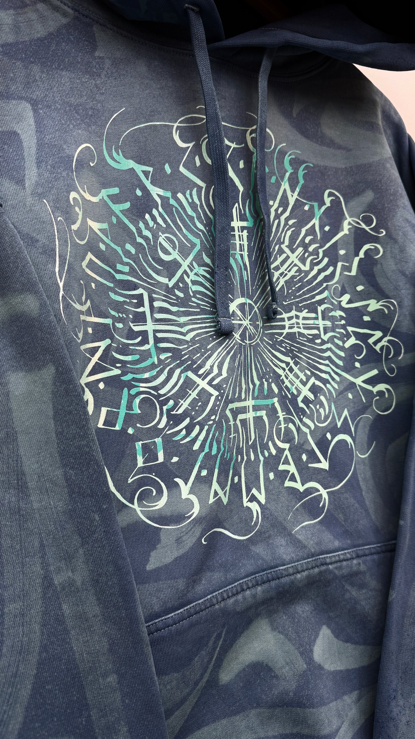 Hand-painted Viking Vegvisir hoodie, handmade streetwear from Finland | Helsinki