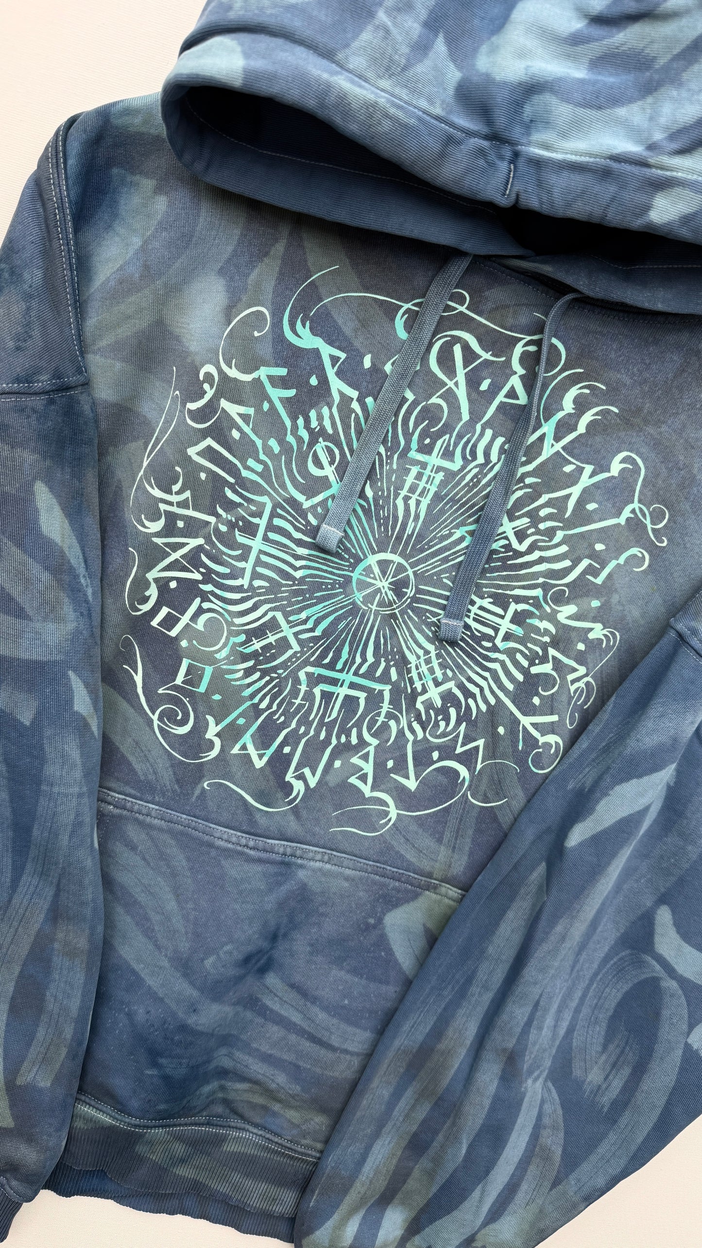 Hand-painted Viking Vegvisir hoodie, handmade streetwear from Finland | Helsinki