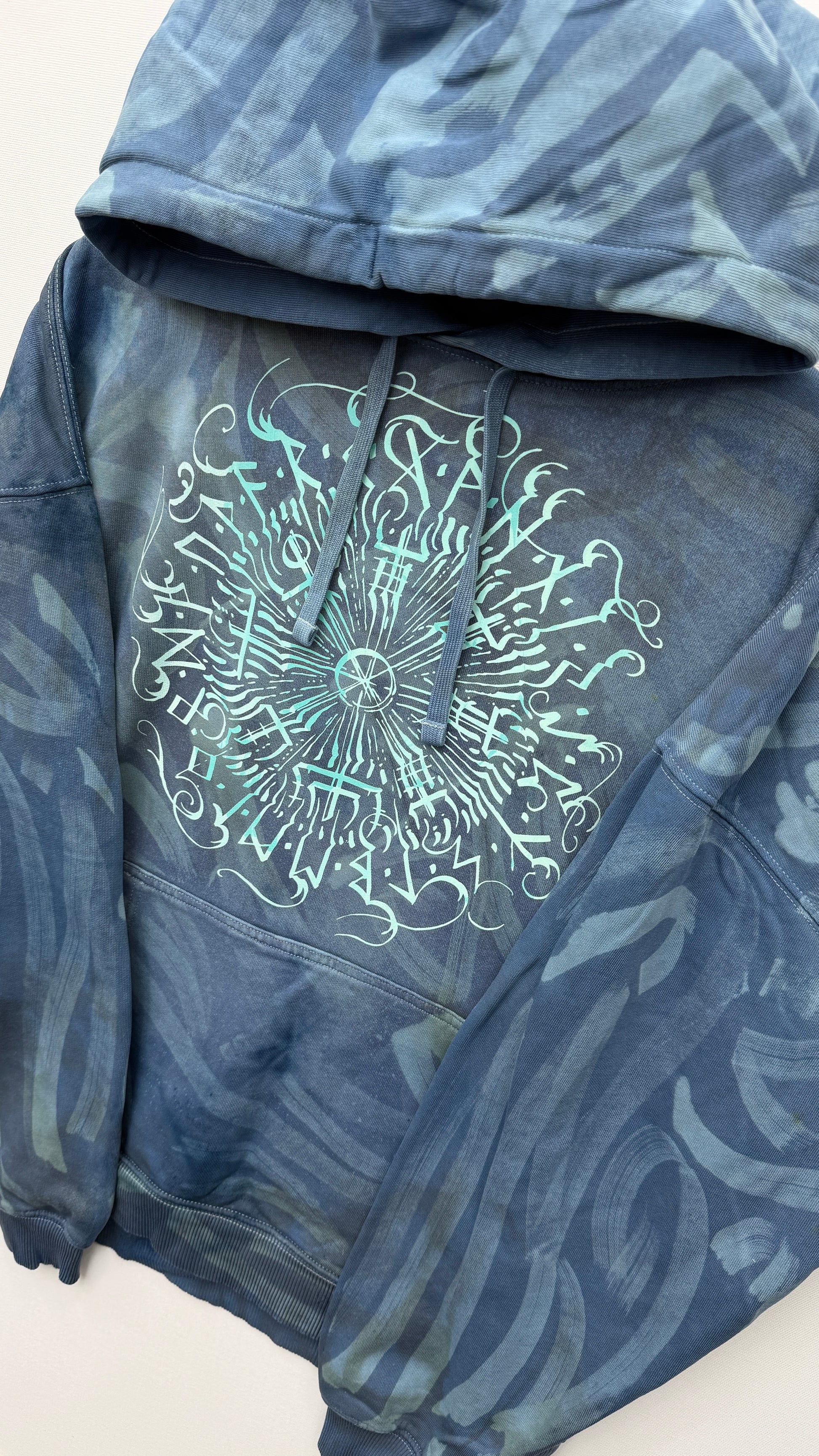 Hand-painted Viking Vegvisir hoodie, handmade streetwear from Finland | Helsinki